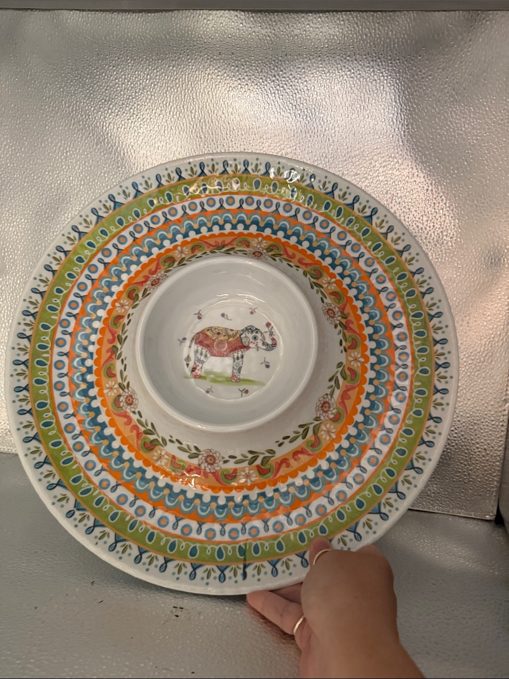 Decorative Elephant Melamine  Serving Bowl - Multicolor